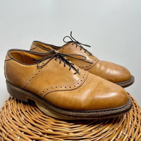 Allen Edmonds Shelton Walnut Rubber Sole Saddle Oxford Lace Up Dress Shoes 9.5 - Picture 8 of 8